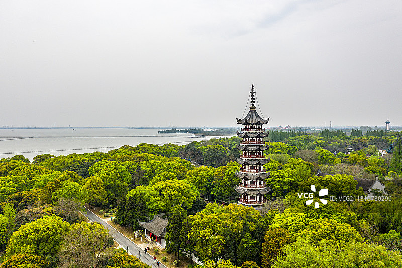 上海大观园航拍秋季全景图图片素材