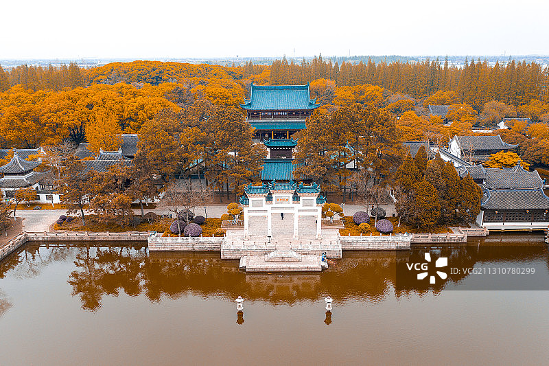 上海大观园航拍秋季全景图图片素材