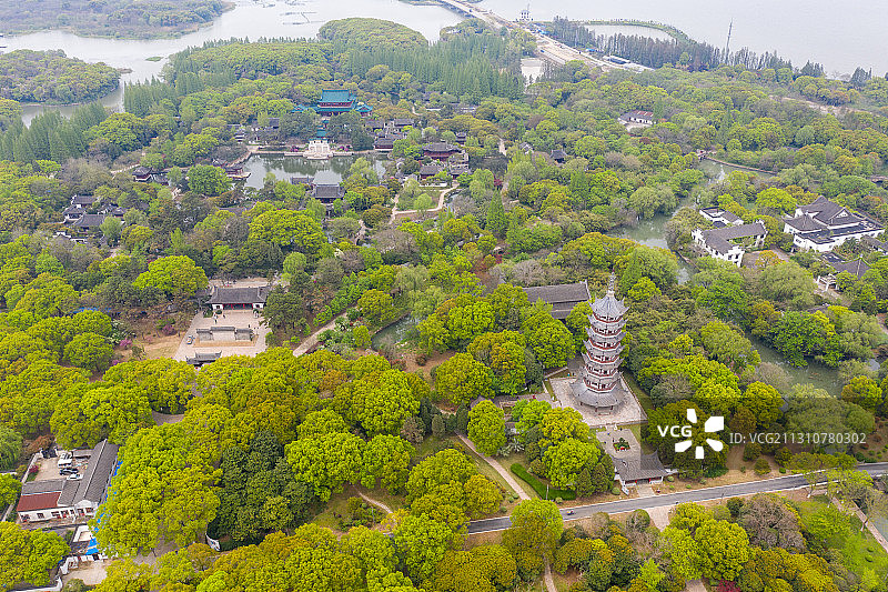 上海大观园航拍秋季全景图图片素材