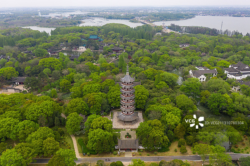上海大观园航拍秋季全景图图片素材