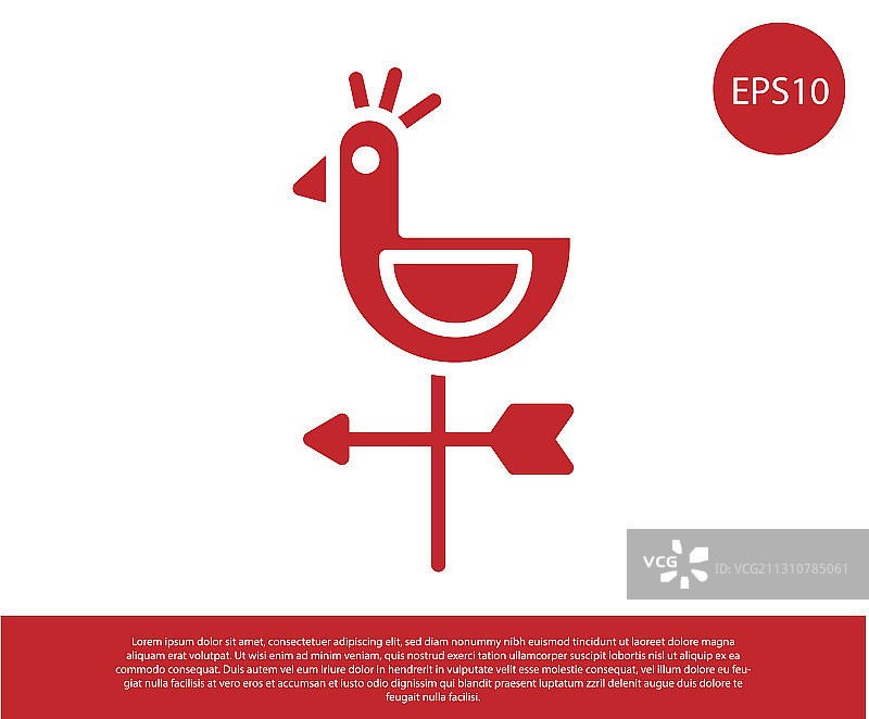 白色背景上的红色公鸡风向标图标图片素材