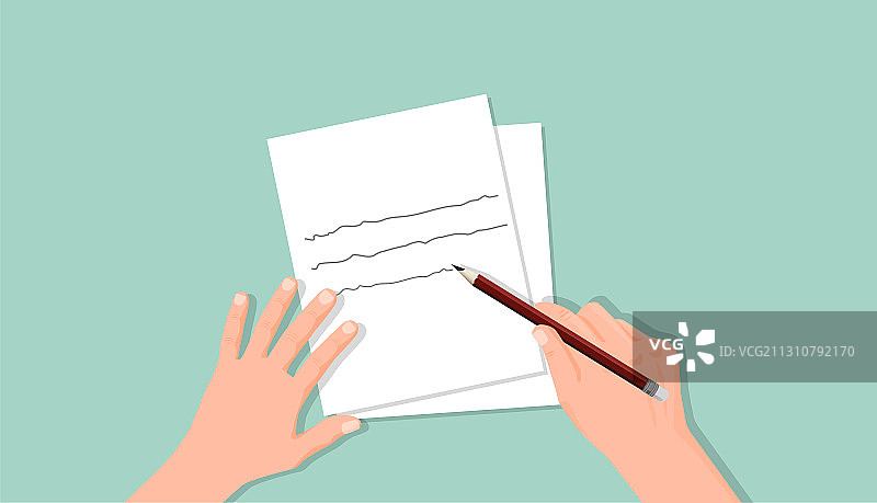 手写信件并更正文本图片素材