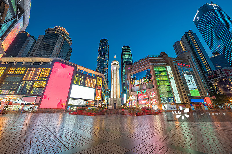 重庆解放碑步行街夜景图片素材