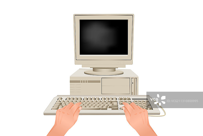 在电脑键盘上打字的手图片素材