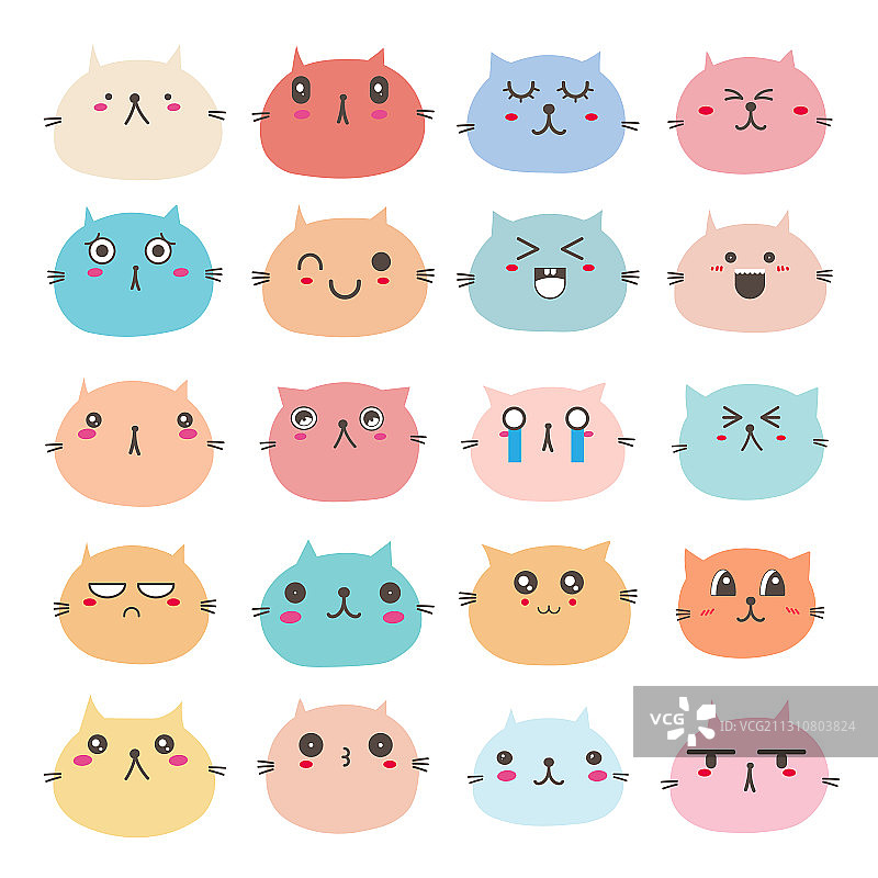 猫脸表情符号套装图片素材