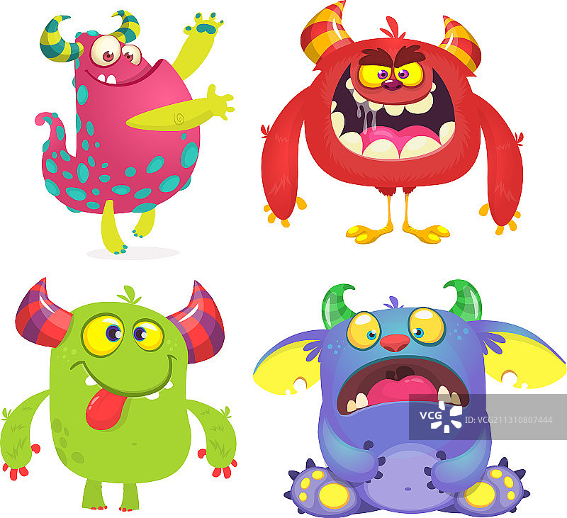 有趣的万圣节卡通怪物合集图片素材
