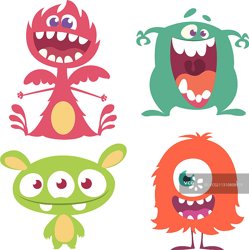 有趣的万圣节卡通怪物合集图片素材