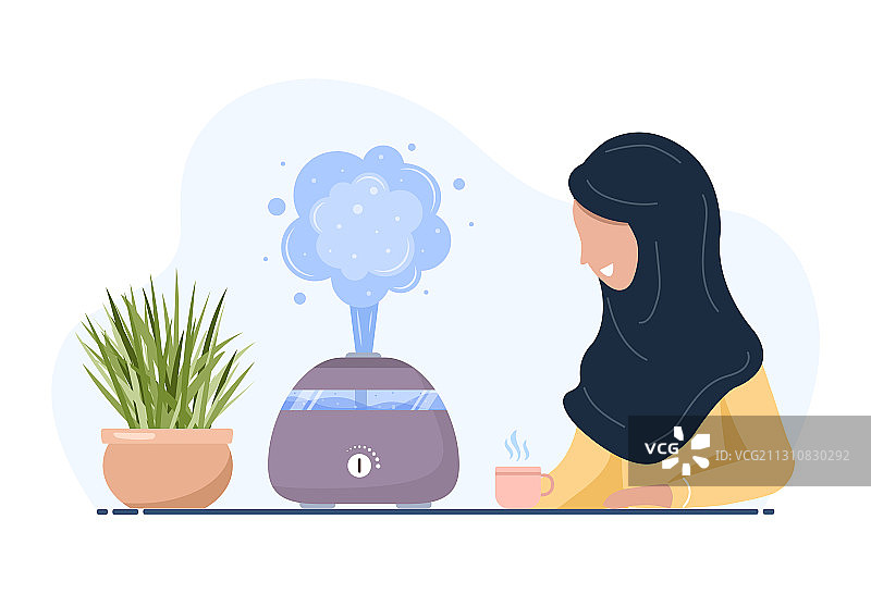 带室内植物的超声波空气加湿器图片素材