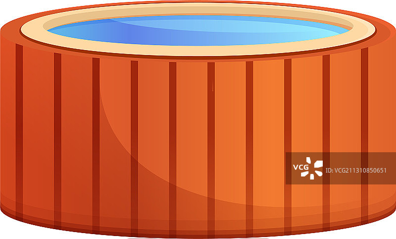 卡通风格的水疗木制按摩浴缸图标图片素材