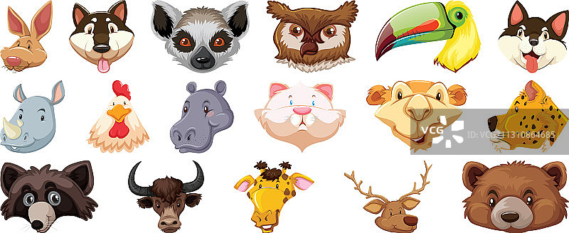 各种卡通动物大头集合图片素材