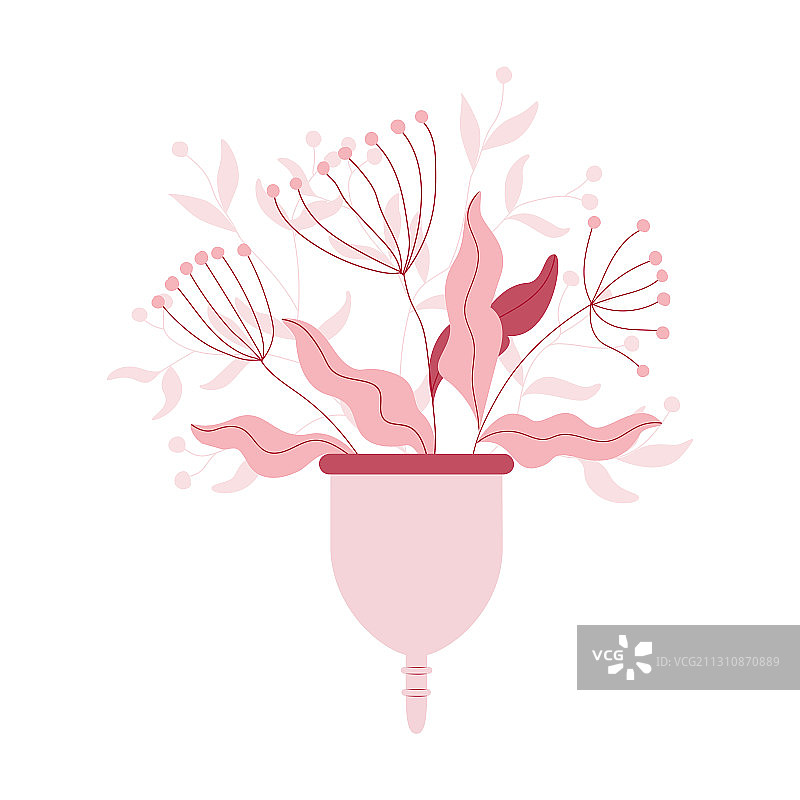 盛开鲜花的月经杯女性图片素材