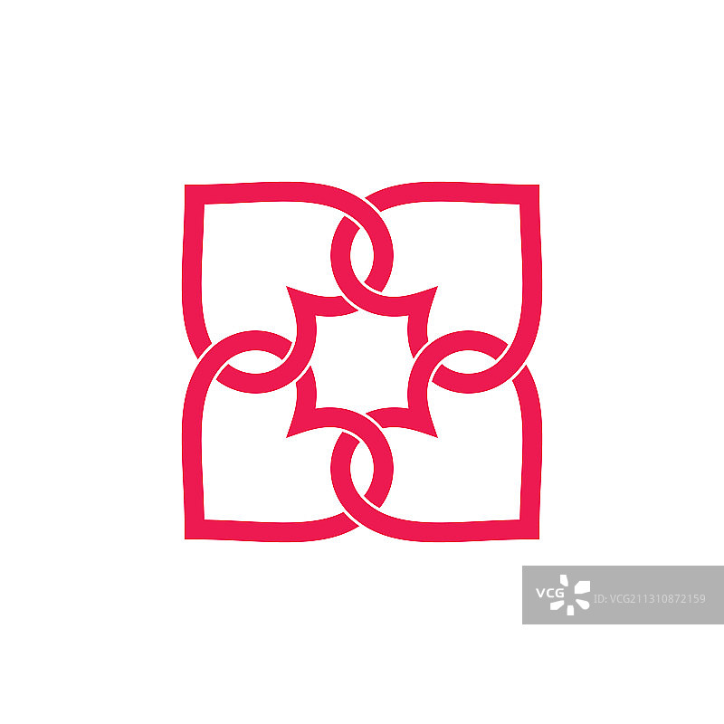 彩色连接爱心几何线性标志图片素材