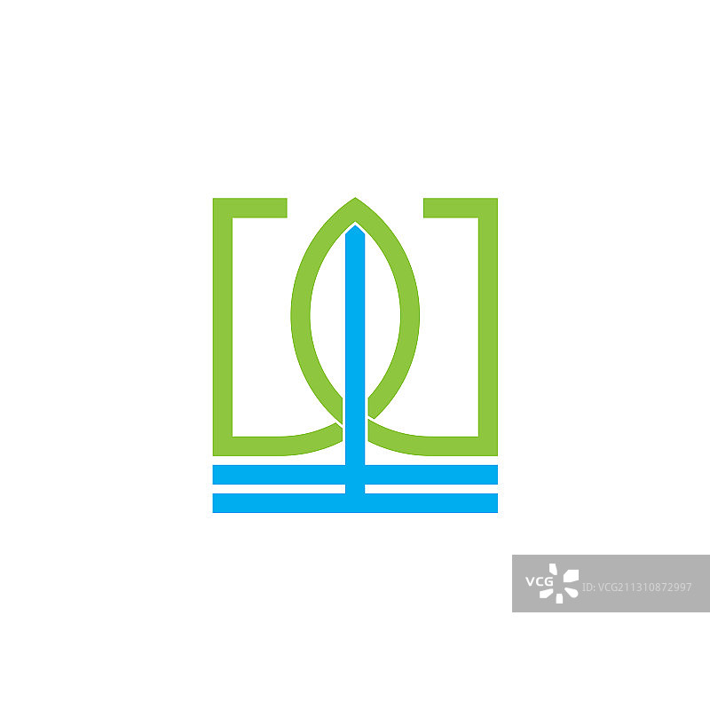 抽象字母W树叶水几何线条设计图片素材