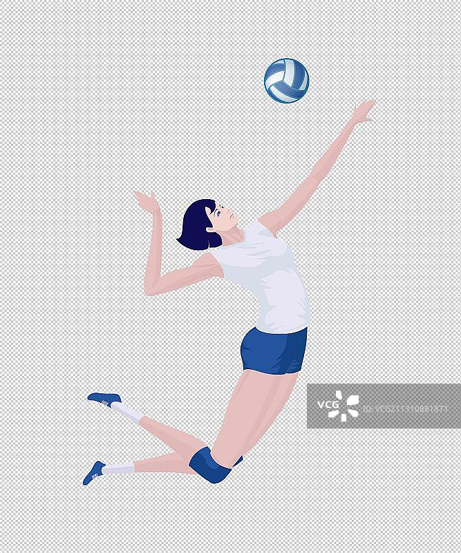 女运动员打排球跳跃扣球动作图片素材