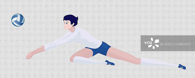 女运动员打排球跪地救球动作图片素材