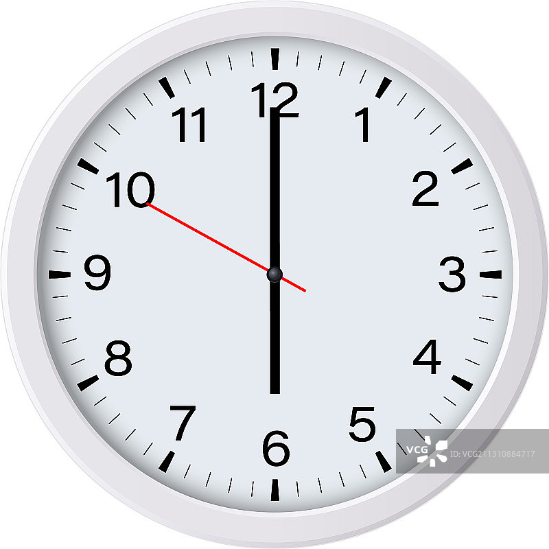 显示六点钟的圆形白色挂钟图片素材