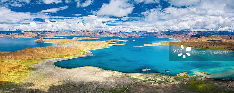 中国西藏山南浪卡子县羊卓雍错自然风景航拍图片素材