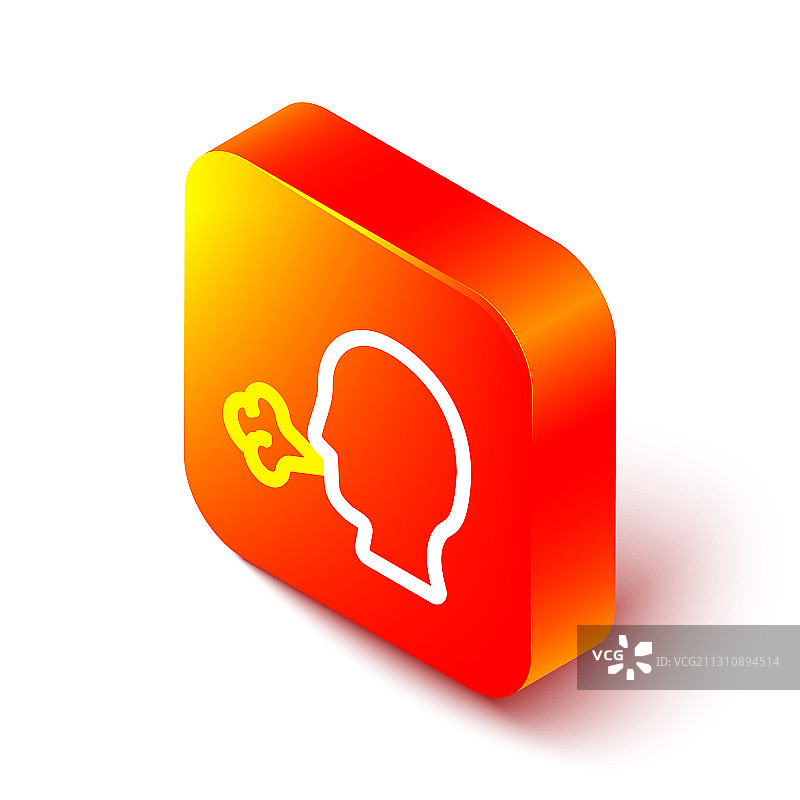 2.5D线条男人咳嗽图标，白色背景图片素材