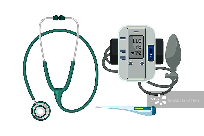 听诊器温度计血压计套装图片素材