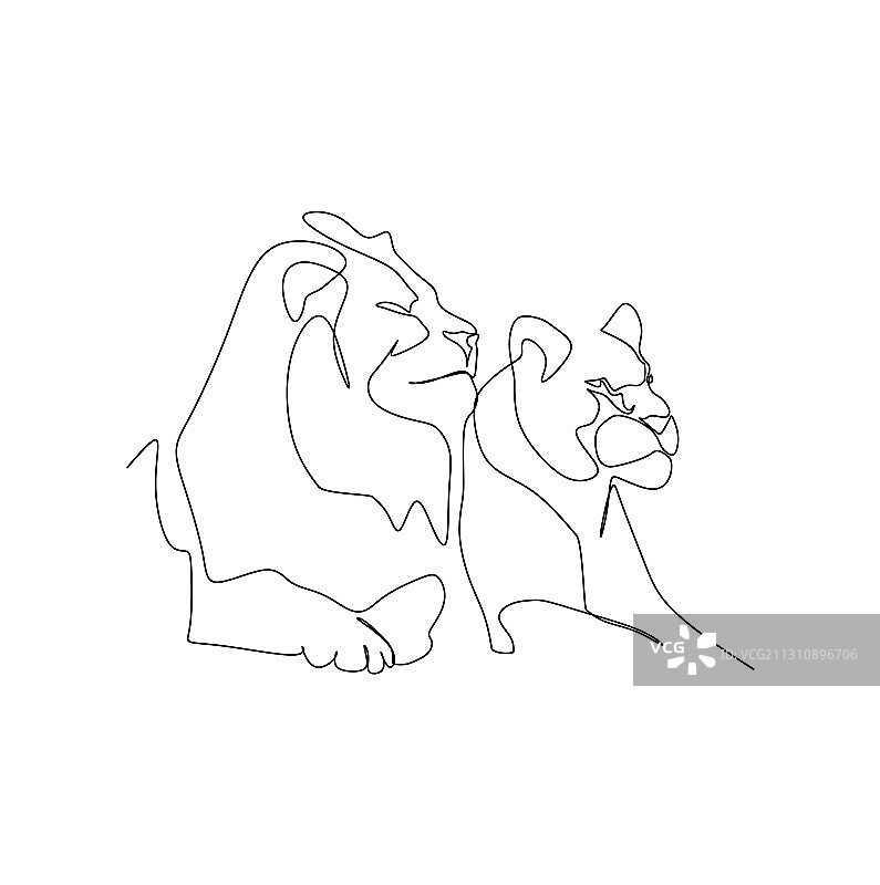 连续一条线绘制男性和女性图片素材