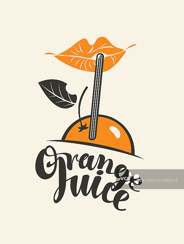 橙汁吸管嘴唇banner图片素材