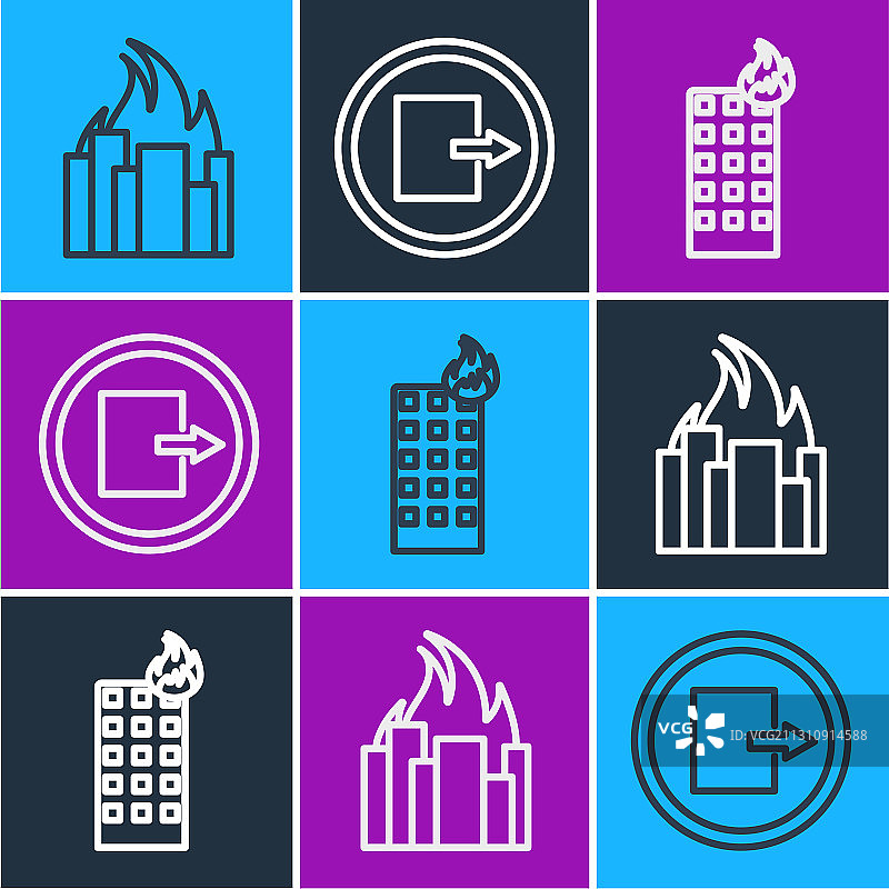 燃烧建筑物中的火焰图片素材