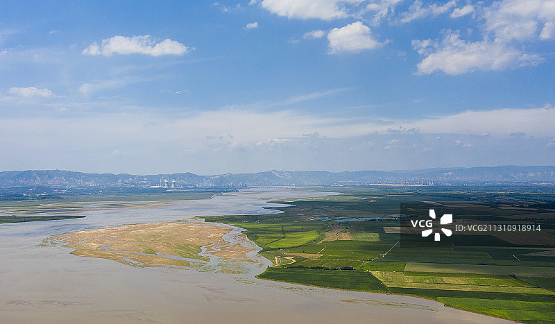 午后的黄河湿地景观 山西省万荣县图片素材