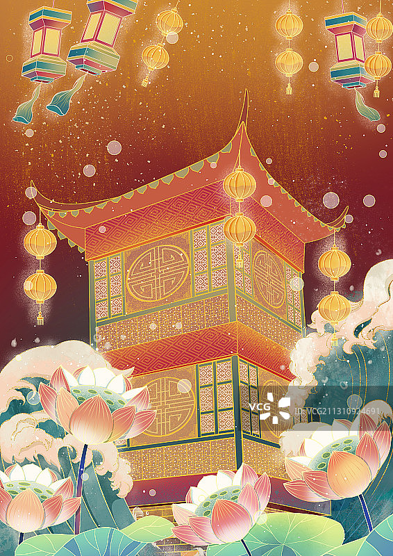 国潮风建筑图片素材