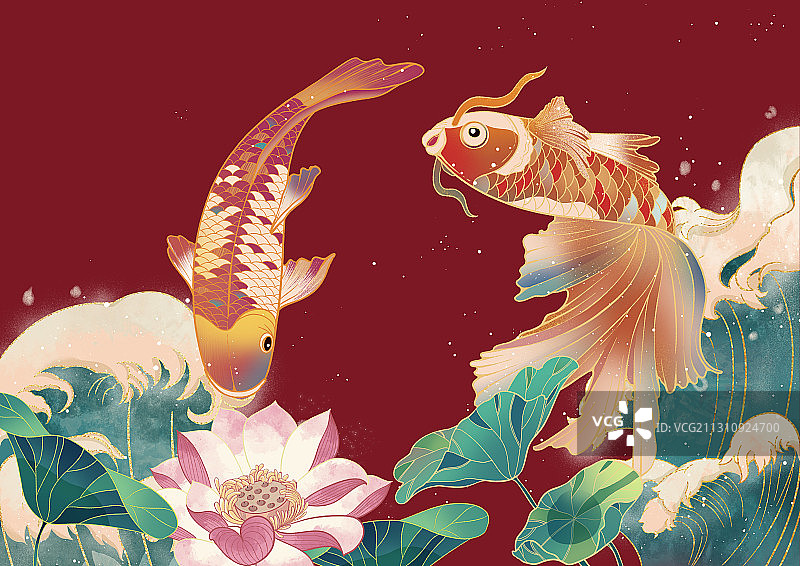 国潮风锦鲤图片素材