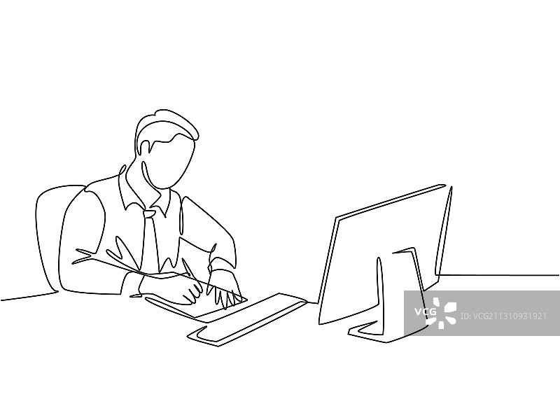 一笔画的商务信函概念图片素材