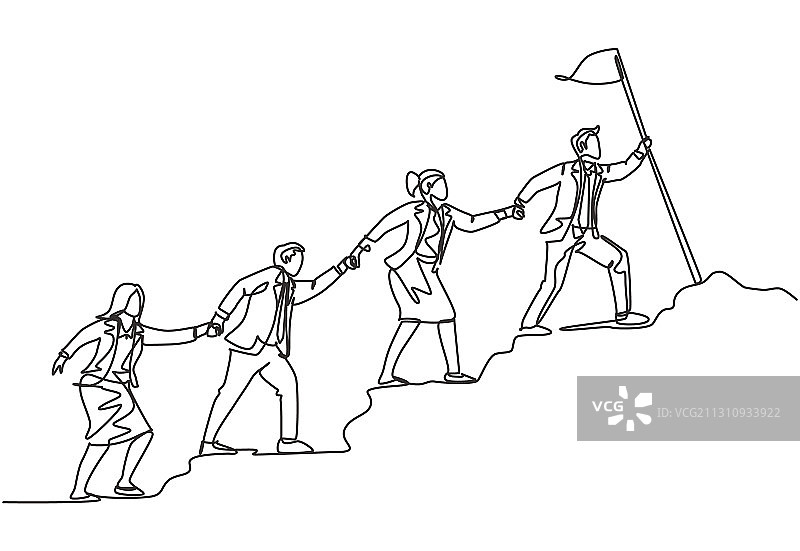 团队合作概念，一笔画图片素材