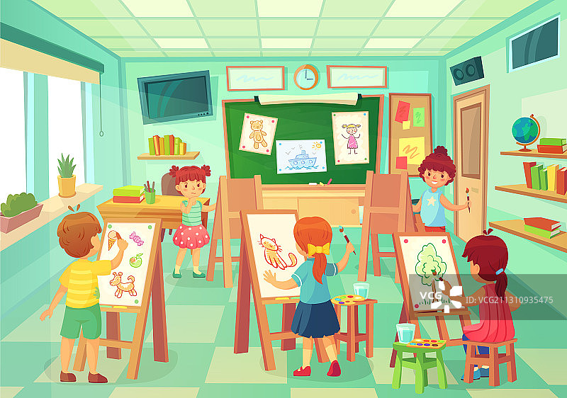 孩子们的美术课图片素材