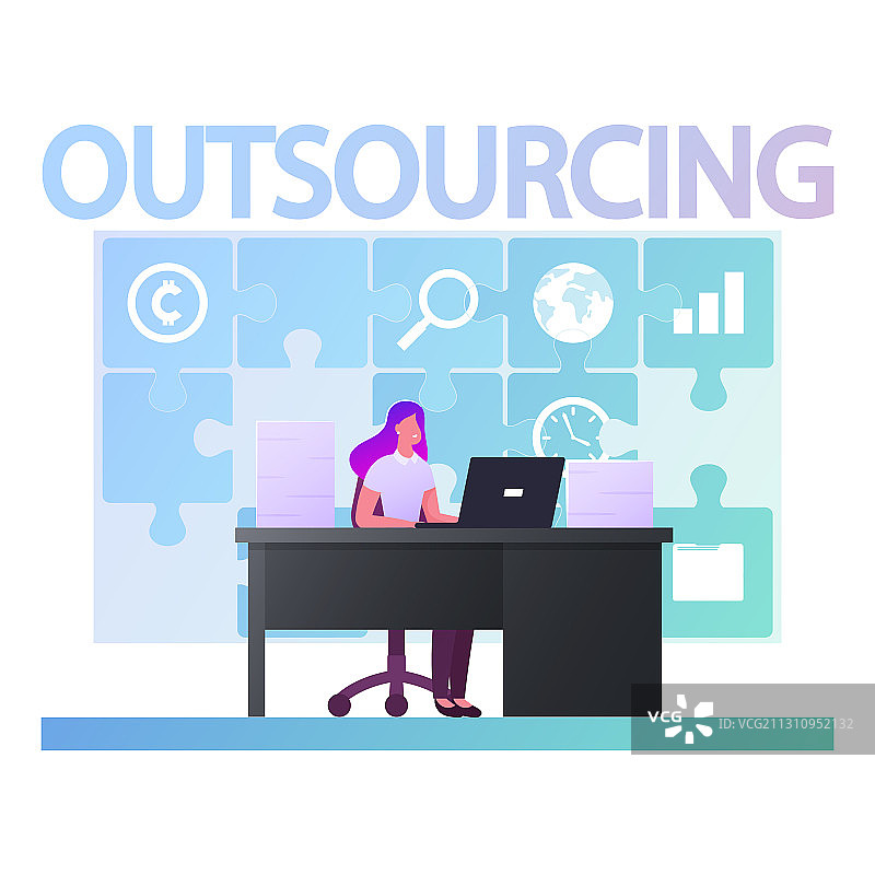 商业女性角色外包概念图片素材