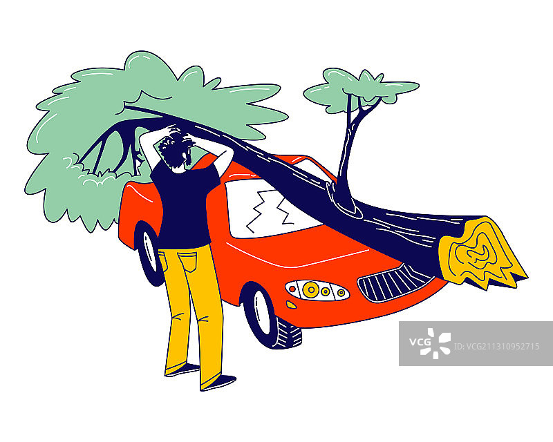 男人站在抛锚的汽车旁图片素材