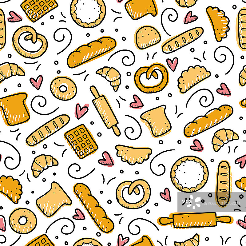 手绘无缝烘焙元素图案图片素材