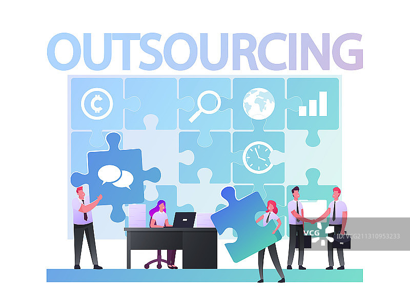 外包概念，商务人士工作场景图片素材