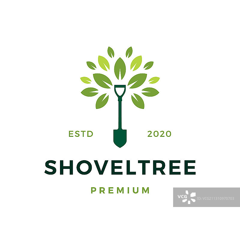 铲子树苗花园树叶logo图标图片素材