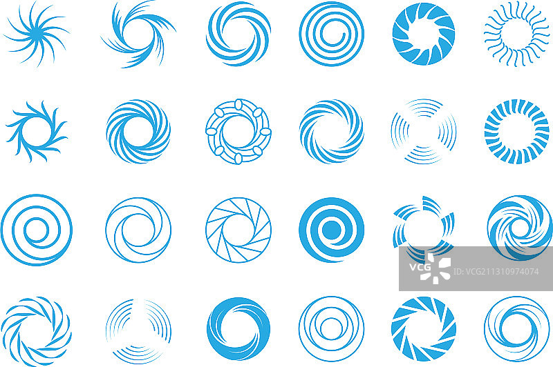螺旋圆抽象集合蓝色漩涡图片素材
