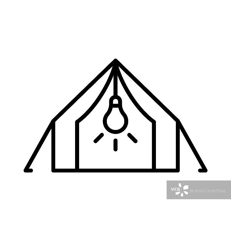 带电线的露营帐篷线条艺术图标图片素材