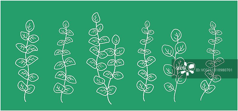 手绘树枝与树叶艺术素材图片素材