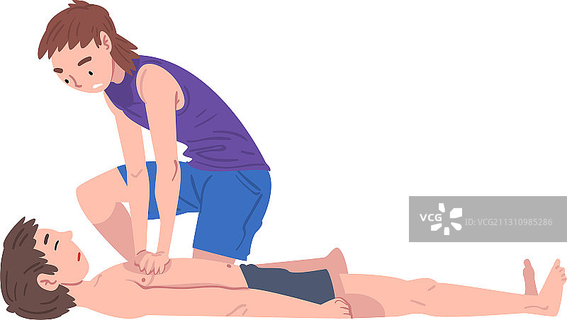 溺水急救：年轻女子施救图片素材