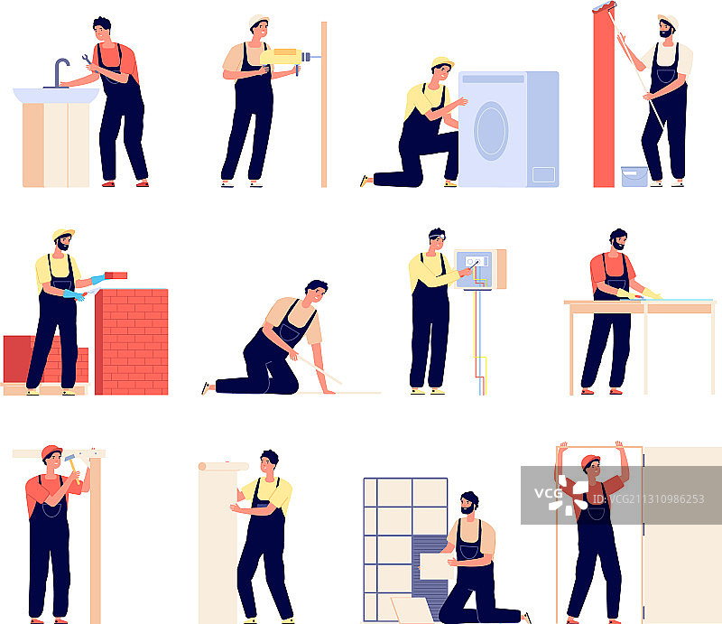 维修工：水电工和木匠图片素材