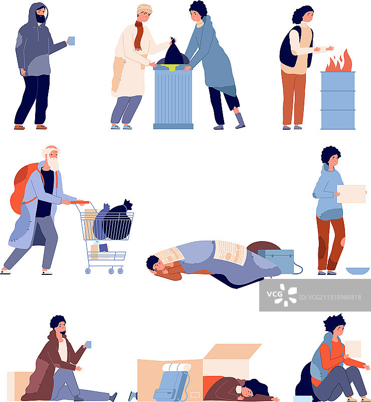 无家可归的人，乞丐，穷人，需要帮助图片素材