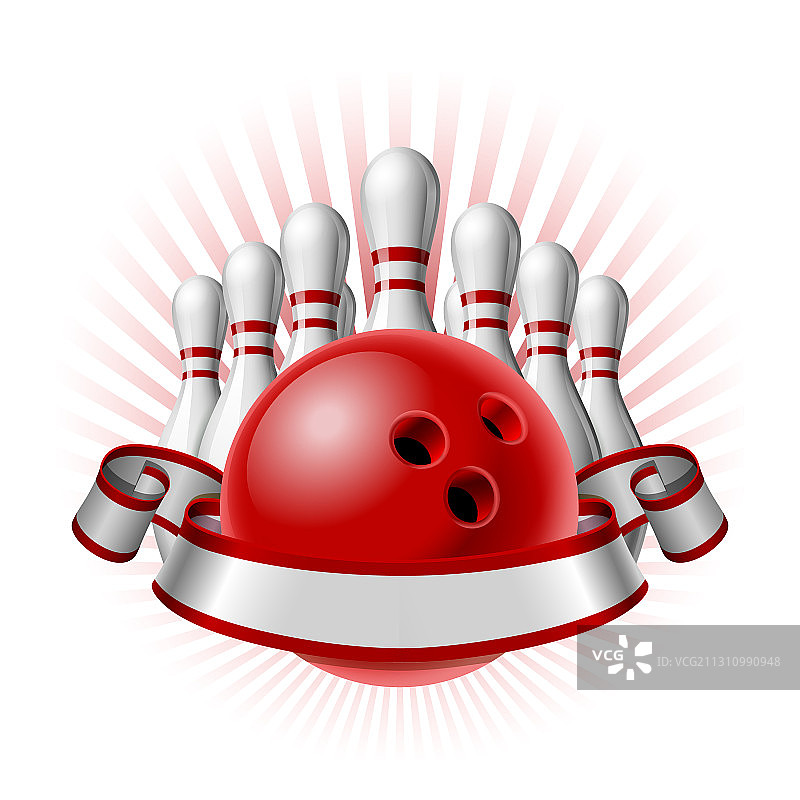 带红色光面球的保龄球运动标志图片素材