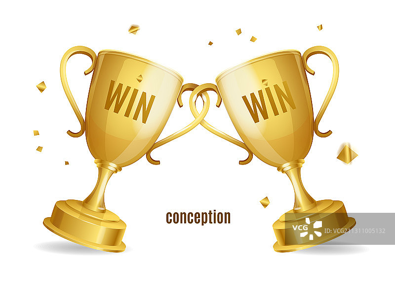 逼真的3D金色奖杯图片素材