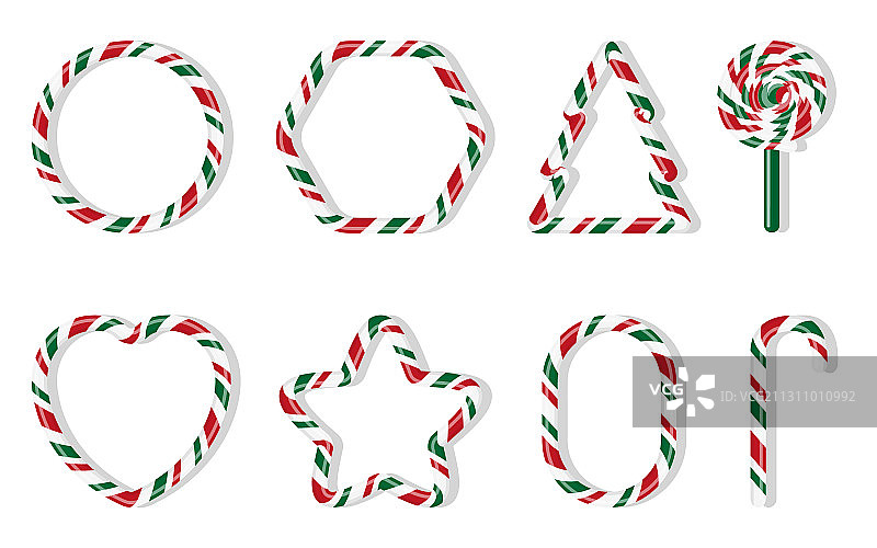 圣诞节拐杖糖棒棒糖卡通套装图片素材