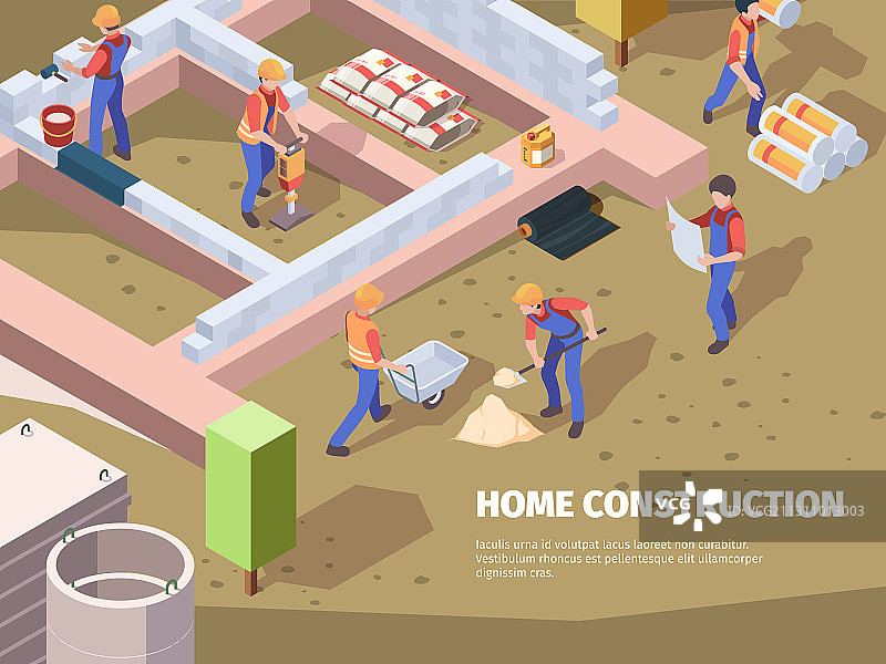 建筑师和地基工人图片素材