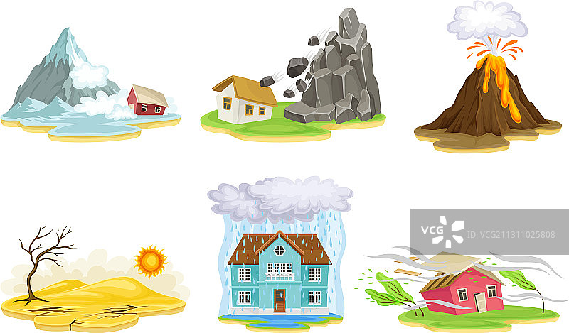 干旱和火山爆发的自然灾难图片素材