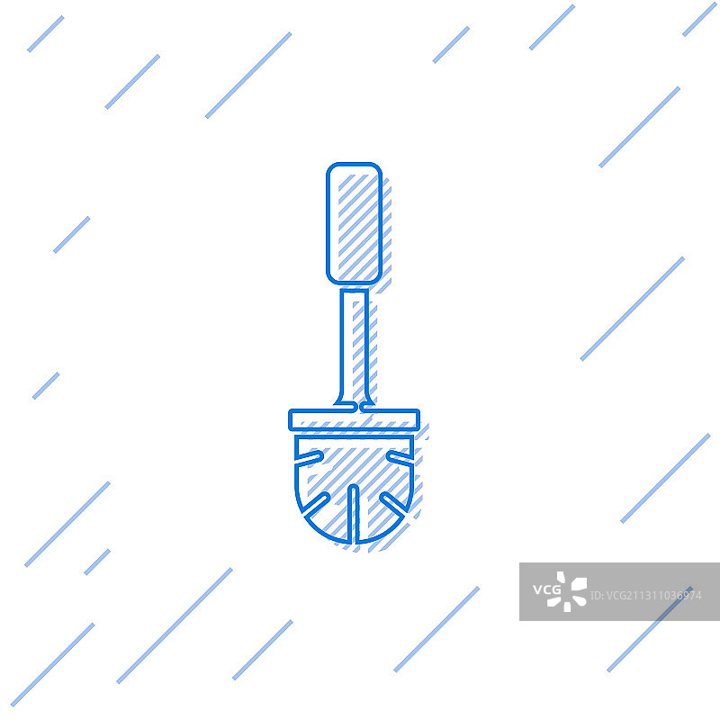 蓝线马桶刷图标白色背景孤立图片素材