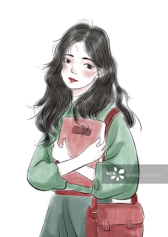 怀抱书籍的女孩图片素材